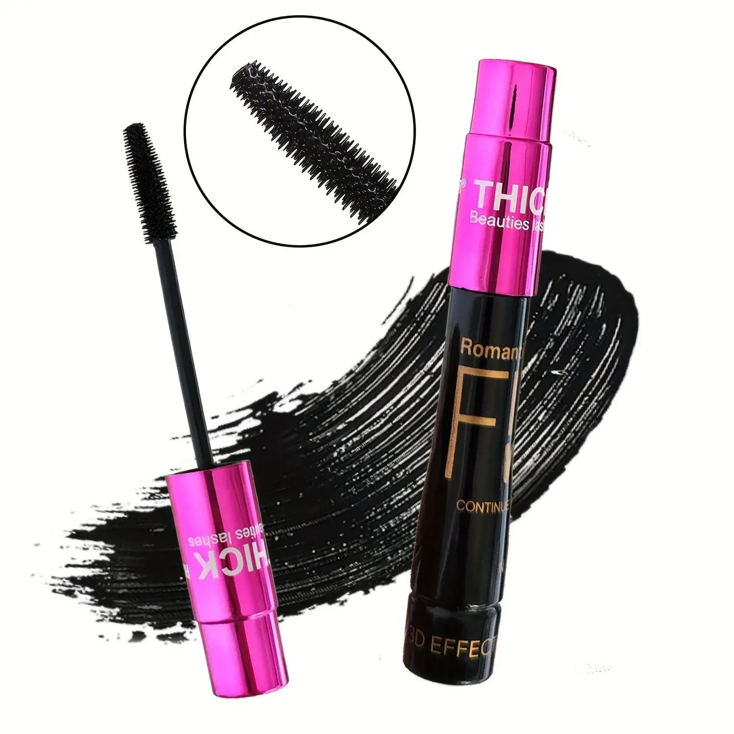 3D Fiber Mascara Effect Waterproof Long-Lasting Natural Curling Eyelashes Non-Smudging Maximize Volume Intense&Thick Lengthening