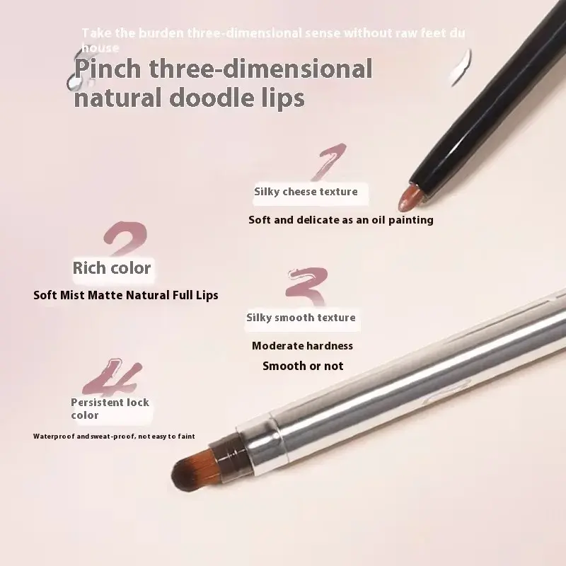 Biya Waterproof Double-Ended Lip Liner And Brush Set Long-Lasting Matte Soft Mist for 3D Full Lip Contour