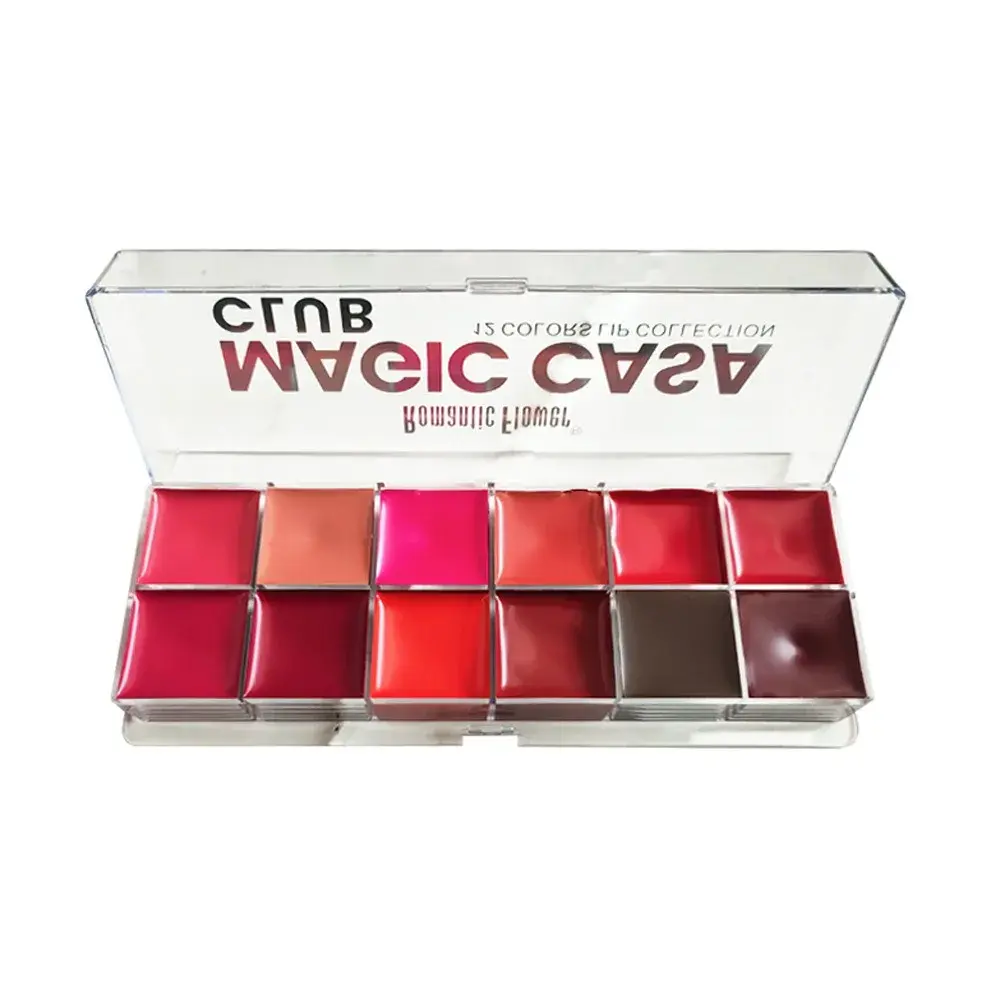 12 Color Lip Gloss Palette Moisturizing Waterproof Lipstick Cosmetic Set for Women Valentine's Day Makeup Gift