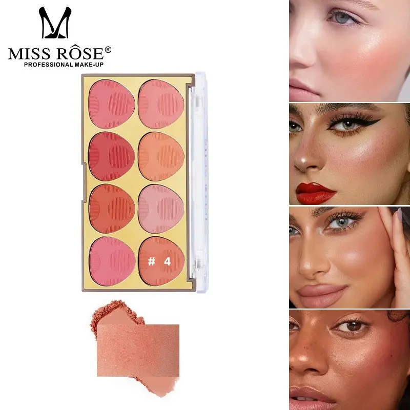 8-Color Matte Shimmer Blush Palette Silky Smooth Waterproof Sweatproof Long-Lasting Makeup Gift for Women Birthday Christmas