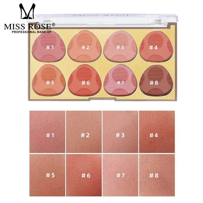 8-Color Matte Shimmer Blush Palette Silky Smooth Waterproof Sweatproof Long-Lasting Makeup Gift for Women Birthday Christmas