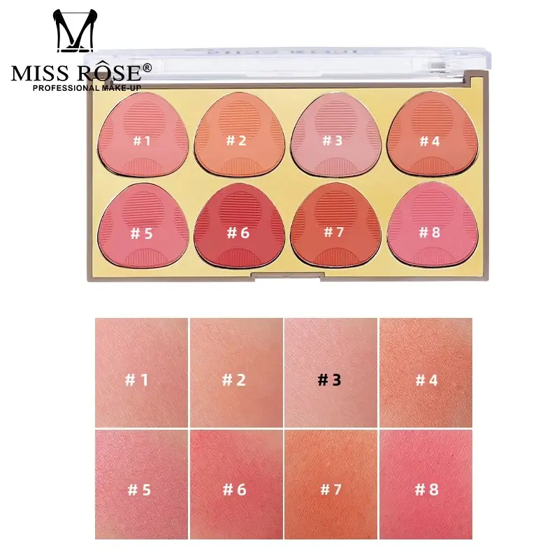 8-Color Matte Shimmer Blush Palette Silky Smooth Waterproof Sweatproof Long-Lasting Makeup Gift for Women Birthday Christmas