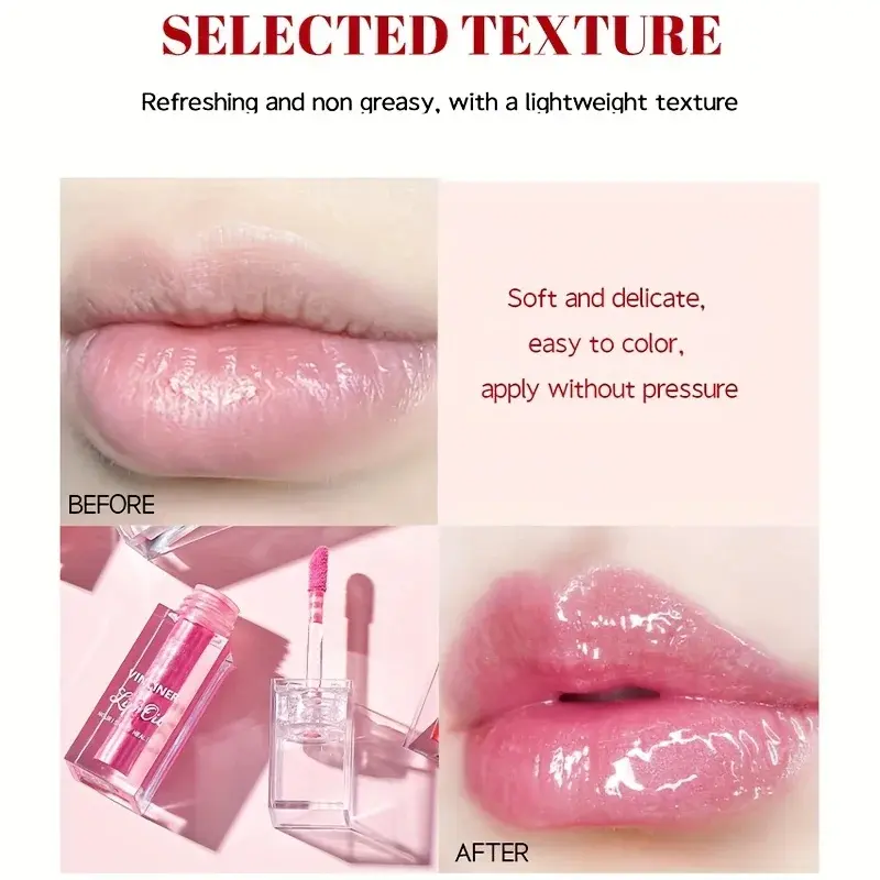 Long Lasting Lip Tint Moisturizing Crystal Jelly Lip Oil Plumping Water Lip Gloss - Liquid Makeup for Lips