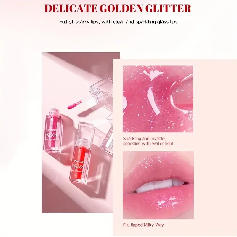 Long Lasting Lip Tint Moisturizing Crystal Jelly Lip Oil Plumping Water Lip Gloss - Liquid Makeup for Lips