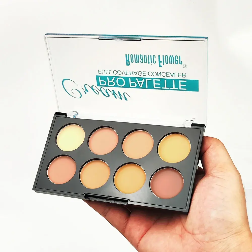 8-Color Full Coverage Concealer Palette 3-in-1 Contour Brighten Color Correct Waterproof Face Makeup for Dark Circles & Redness