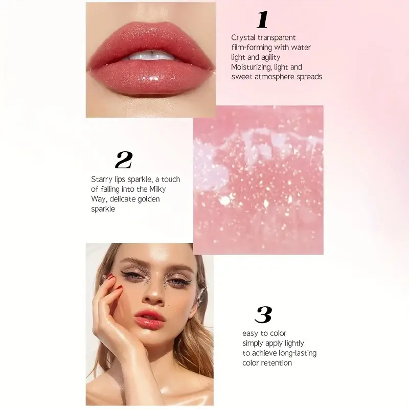 Long Lasting Lip Tint Moisturizing Crystal Jelly Lip Oil Plumping Water Lip Gloss - Liquid Makeup for Lips