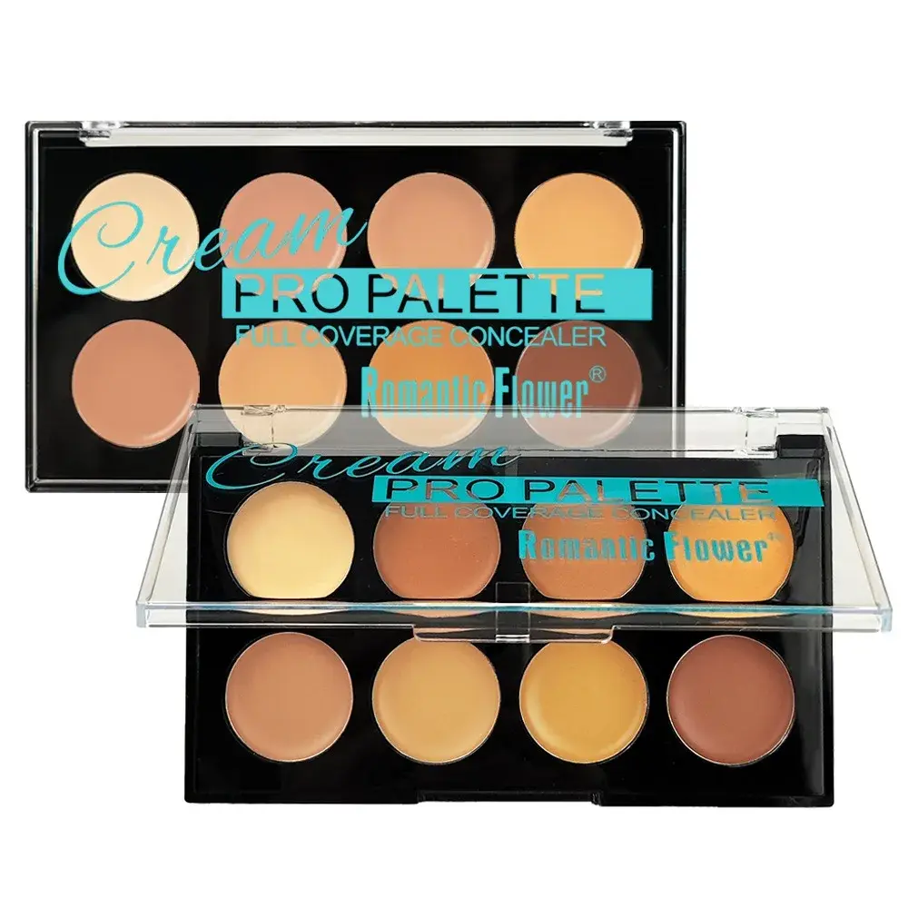 8-Color Full Coverage Concealer Palette 3-in-1 Contour Brighten Color Correct Waterproof Face Makeup for Dark Circles & Redness