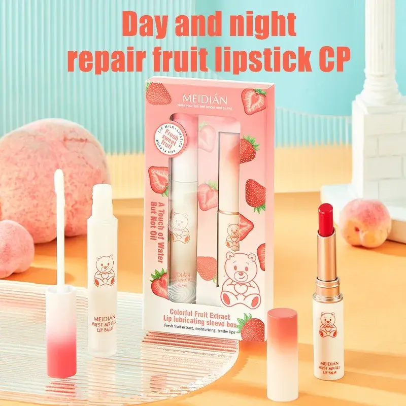 MeiDian Thermo Color-Changing Lip Care Duo Hydrating Lipstick And Gloss Moisture Extract 2-in-1 Nourishing Set for Lip Care