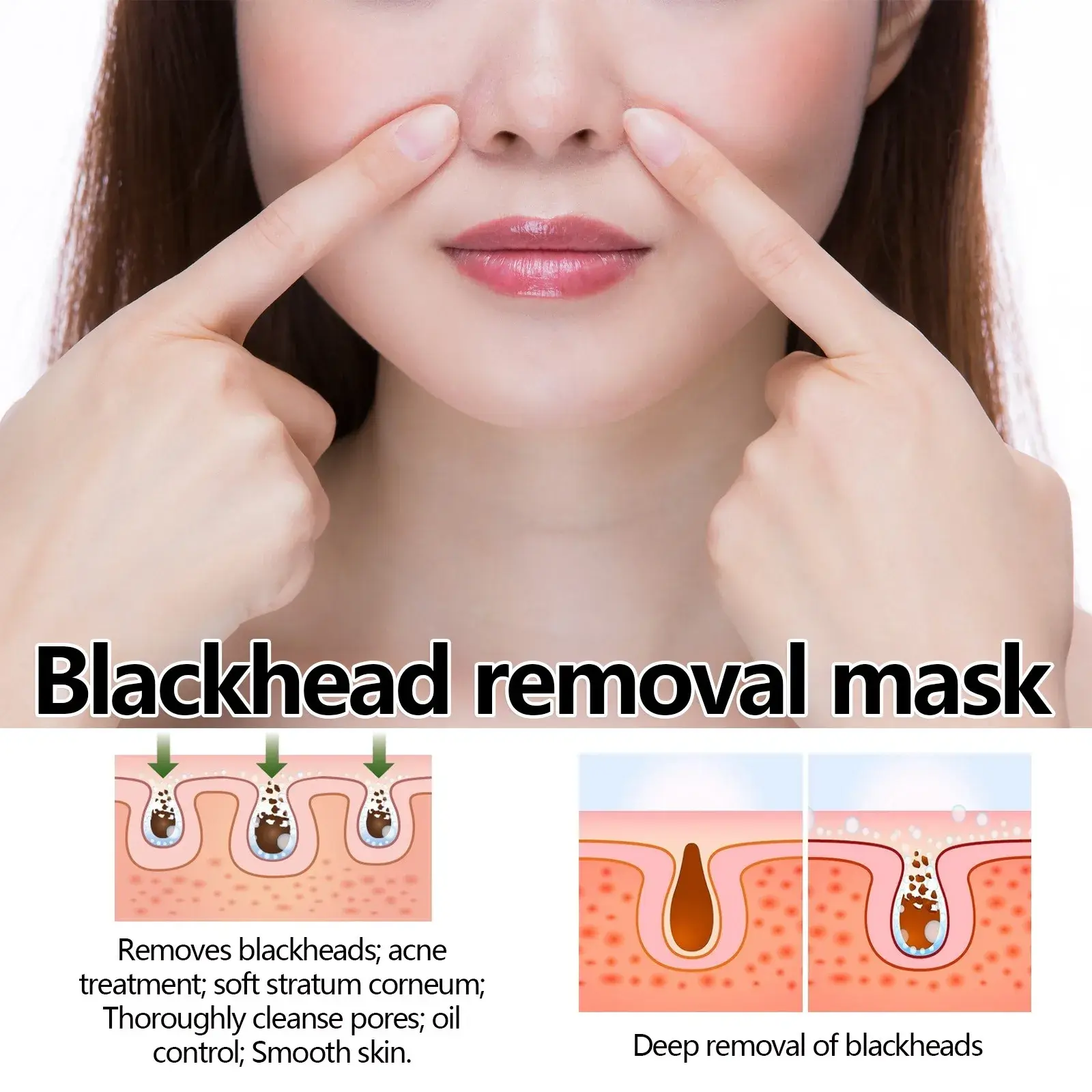 60ML Deep Cleaning Blackhead Remover Mask Hydrating Peel off Mud Formula to Shrink Pores & Improve Rough Skin Skincare Treatment