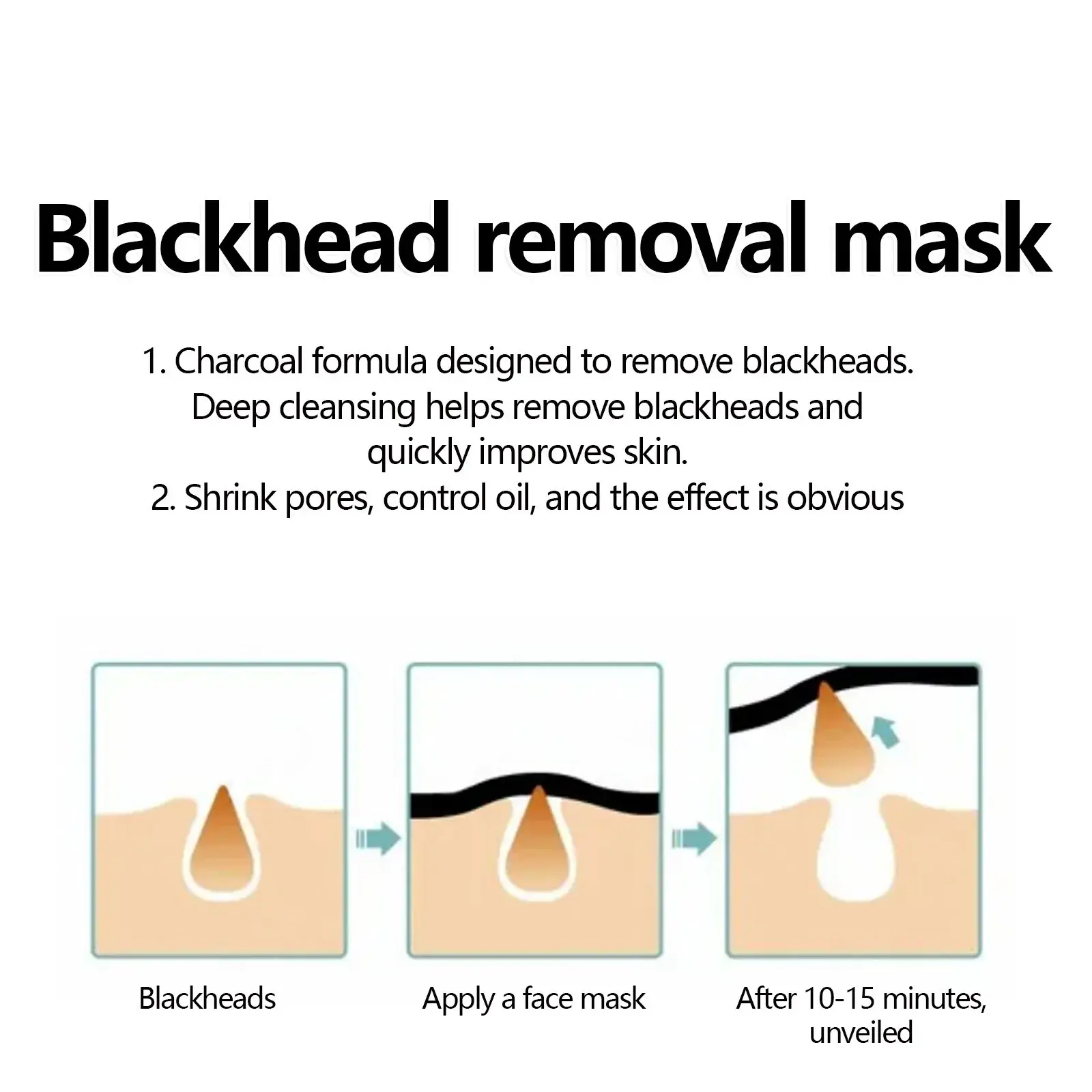 60ML Deep Cleaning Blackhead Remover Mask Hydrating Peel off Mud Formula to Shrink Pores & Improve Rough Skin Skincare Treatment