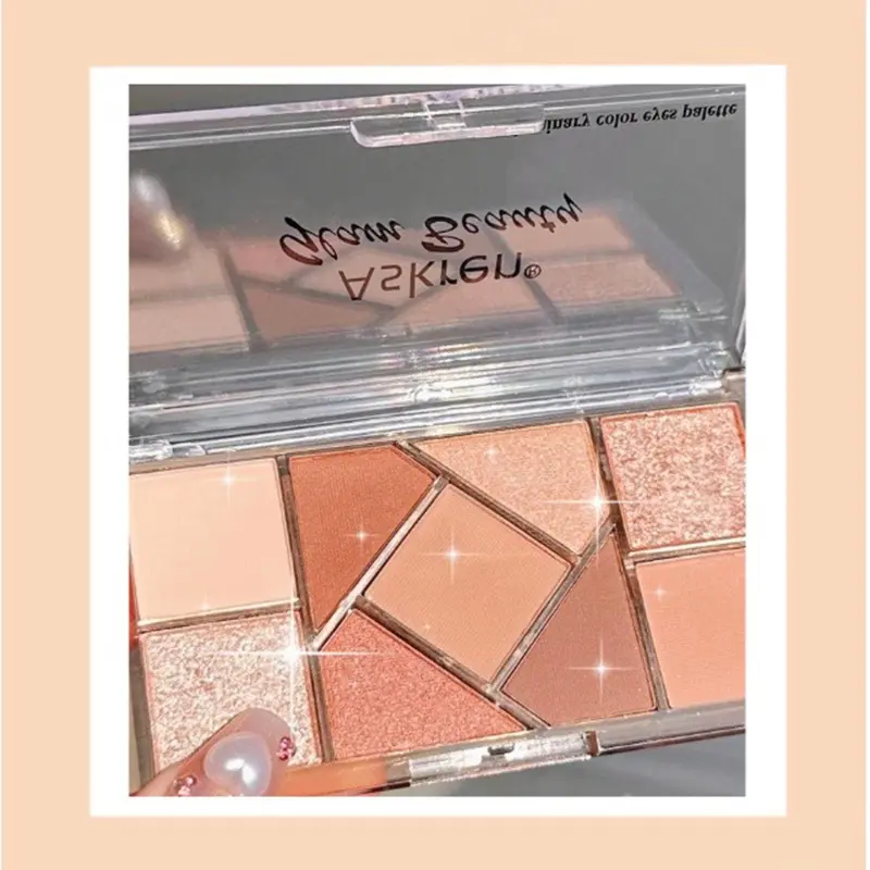 Transparent Acrylic Eyeshadow Palette 9 Color Eye Shadow Plate with Long Lasting Glitter Highlighters Makeup Tool for Eye Makeup