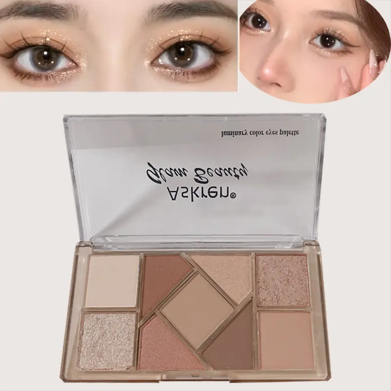 Transparent Acrylic Eyeshadow Palette 9 Color Eye Shadow Plate with Long Lasting Glitter Highlighters Makeup Tool for Eye Makeup