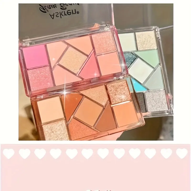 Transparent Acrylic Eyeshadow Palette 9 Color Eye Shadow Plate with Long Lasting Glitter Highlighters Makeup Tool for Eye Makeup