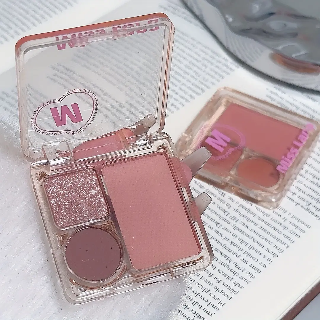 3-Color Blush&Eyeshadow Palette Compact & Pigmented Long-Lasting No Smudge No Fade Contour&Highlight Travel-Friendly Makeup Kit