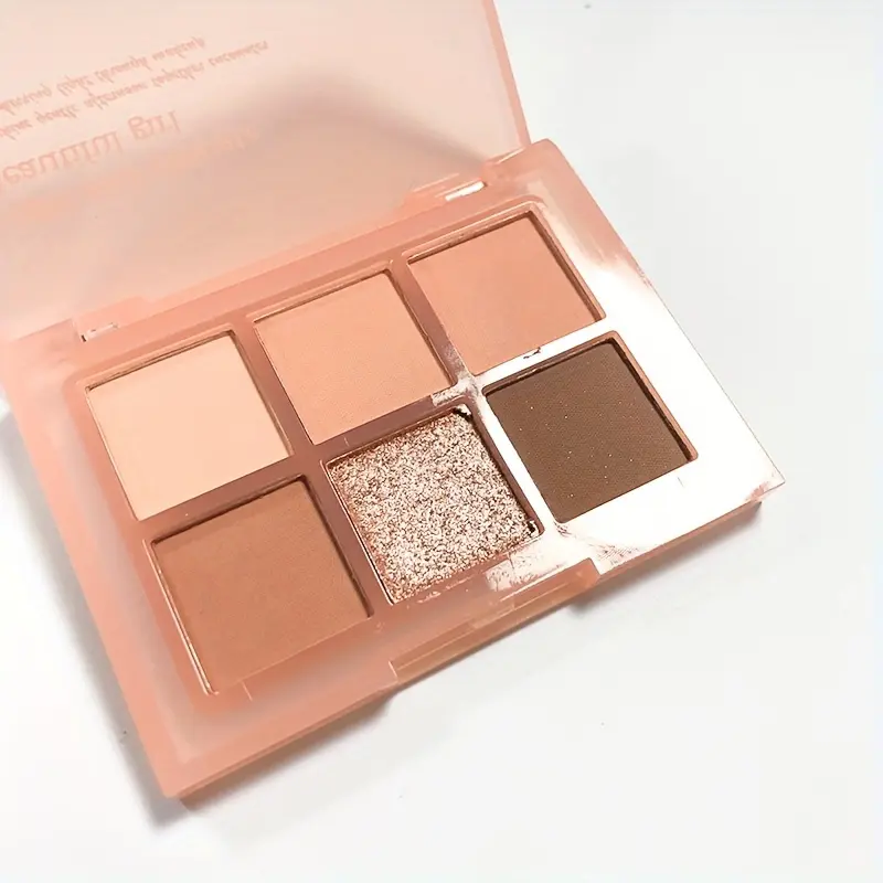 6-Color Eyeshadow Palette Matte & Shimmer Earth Tones with Blush Highlighter & Brow Powder All-In-One Compact Travel Makeup Kit