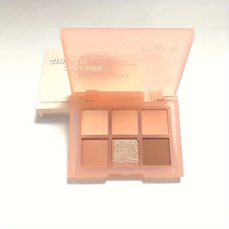 6-Color Eyeshadow Palette Matte & Shimmer Earth Tones with Blush Highlighter & Brow Powder All-In-One Compact Travel Makeup Kit