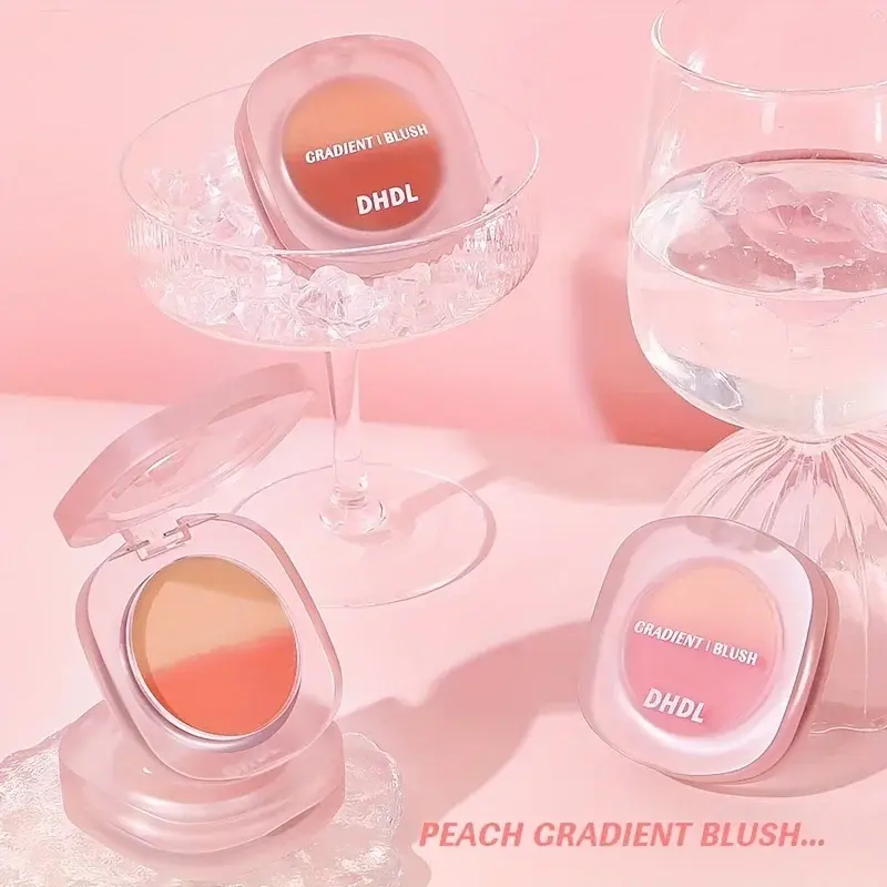 Peach Pink Matte&Shimmer Blusher Cheek Tint Long-Lasting Brightening Silky Smooth Rouge Powder Palette Cosmetic Makeup for Face