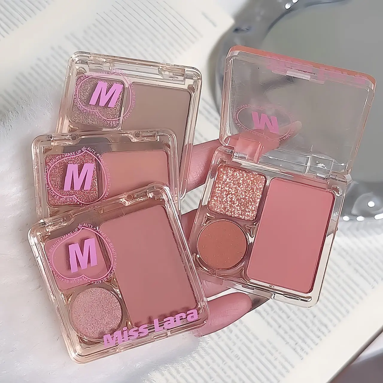 3-Color Blush&Eyeshadow Palette Compact & Pigmented Long-Lasting No Smudge No Fade Contour&Highlight Travel-Friendly Makeup Kit