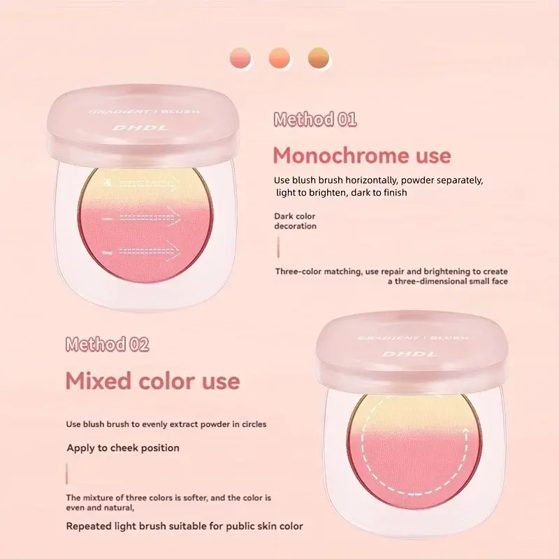 Peach Pink Matte&Shimmer Blusher Cheek Tint Long-Lasting Brightening Silky Smooth Rouge Powder Palette Cosmetic Makeup for Face