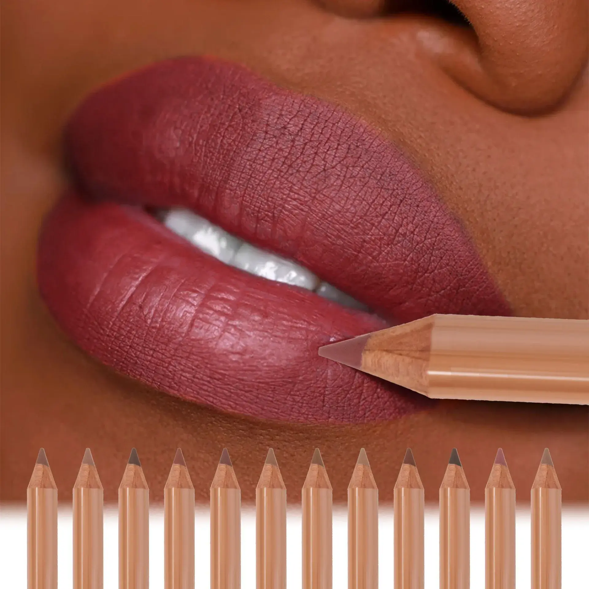 12 Pieces Nude Lip Liner Set Natural Lip Kit Smooth Matte Lipstick Pencils Long-lasting Moisturizing Lip Makeup for Women