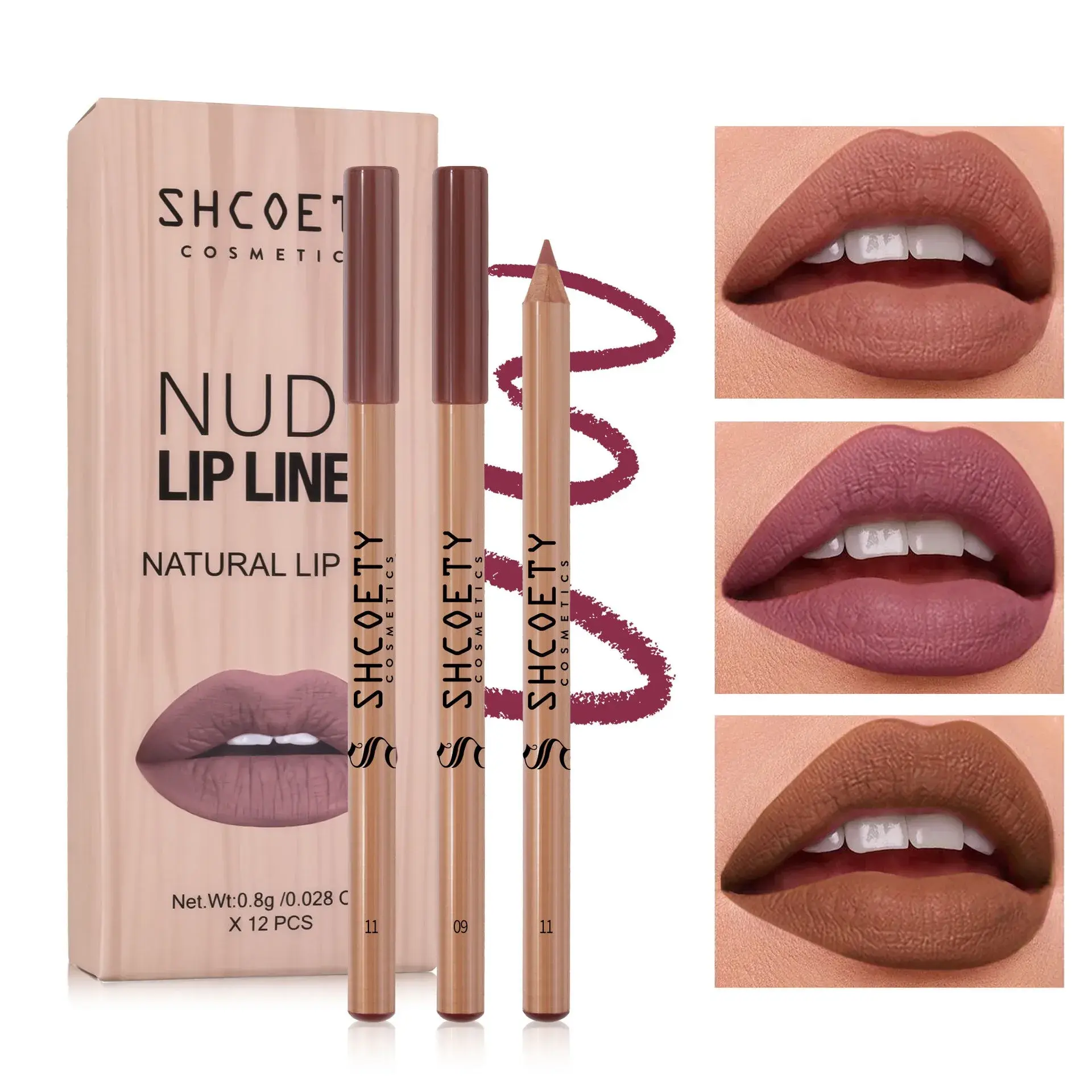 12 Pieces Nude Lip Liner Set Natural Lip Kit Smooth Matte Lipstick Pencils Long-lasting Moisturizing Lip Makeup for Women