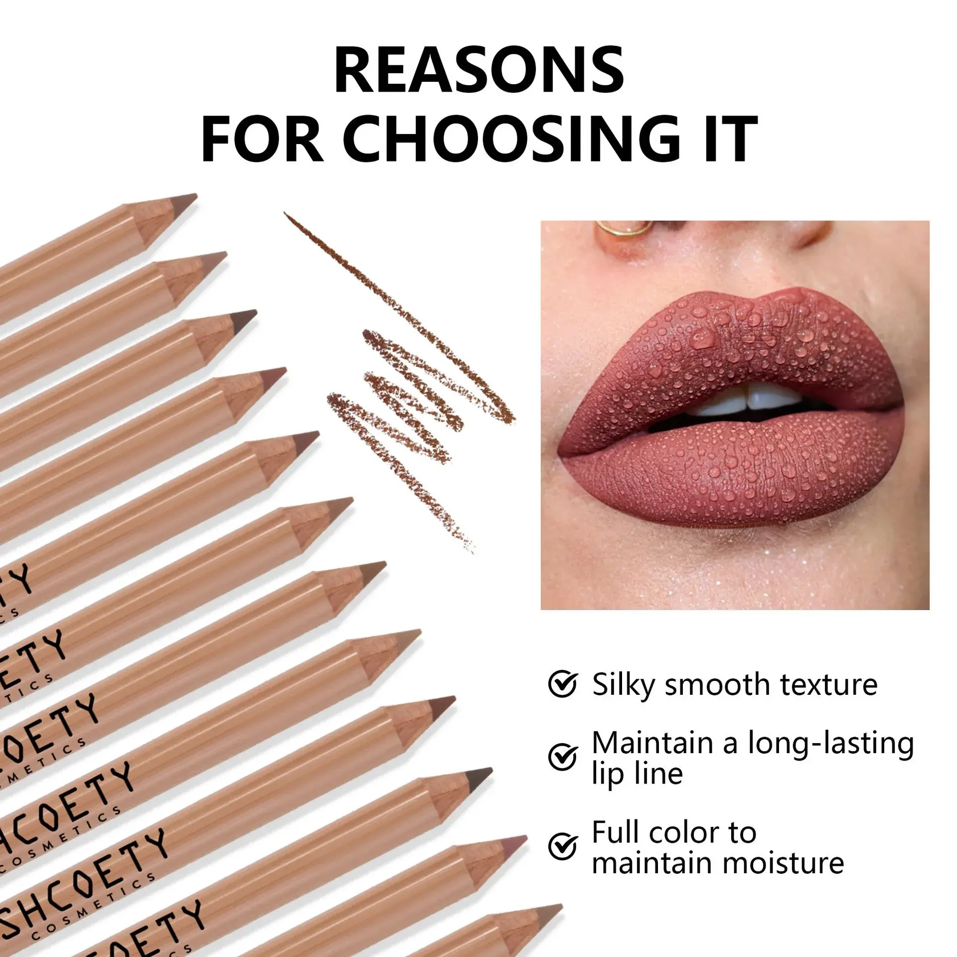 12 Pieces Nude Lip Liner Set Natural Lip Kit Smooth Matte Lipstick Pencils Long-lasting Moisturizing Lip Makeup for Women