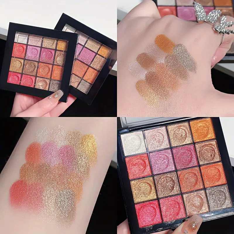 16 Earth Tone Eyeshadow Palette Matte Pearl Shimmer Milk Tea Color Mermaid Orange Natural Nude Makeup Palette for All Skin Types