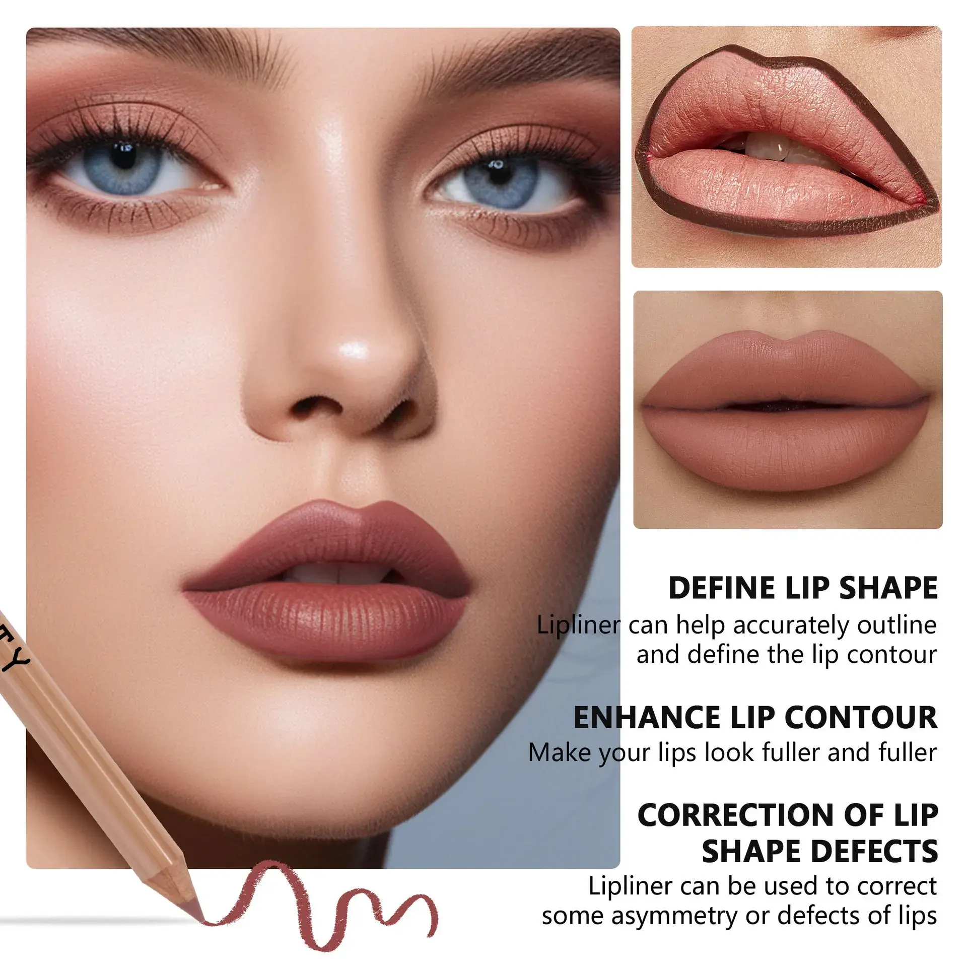 12 Pieces Nude Lip Liner Set Natural Lip Kit Smooth Matte Lipstick Pencils Long-lasting Moisturizing Lip Makeup for Women