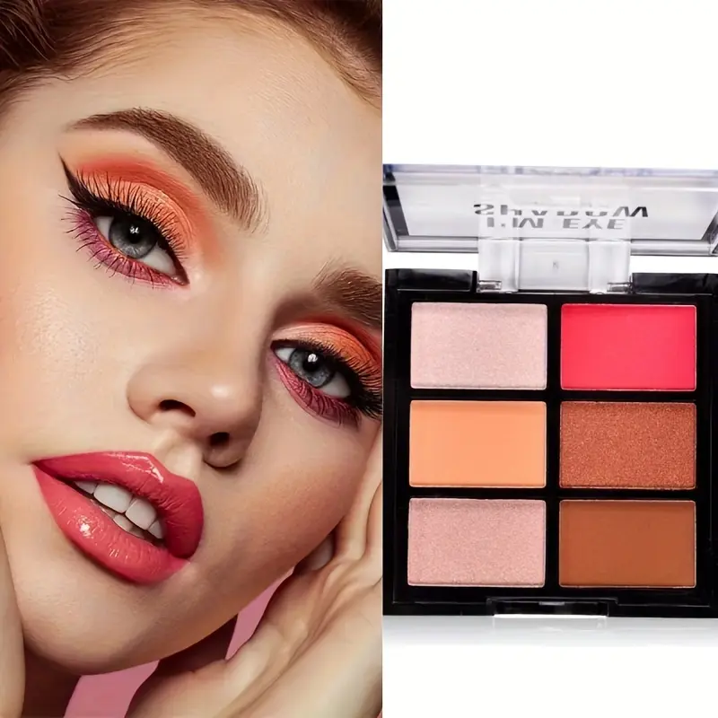 6-Color Eyeshadow Tray High Pigment Matte & Glitter Eyeshadow Powder Waterproof Long-Lasting Makeup Kit for Eyes