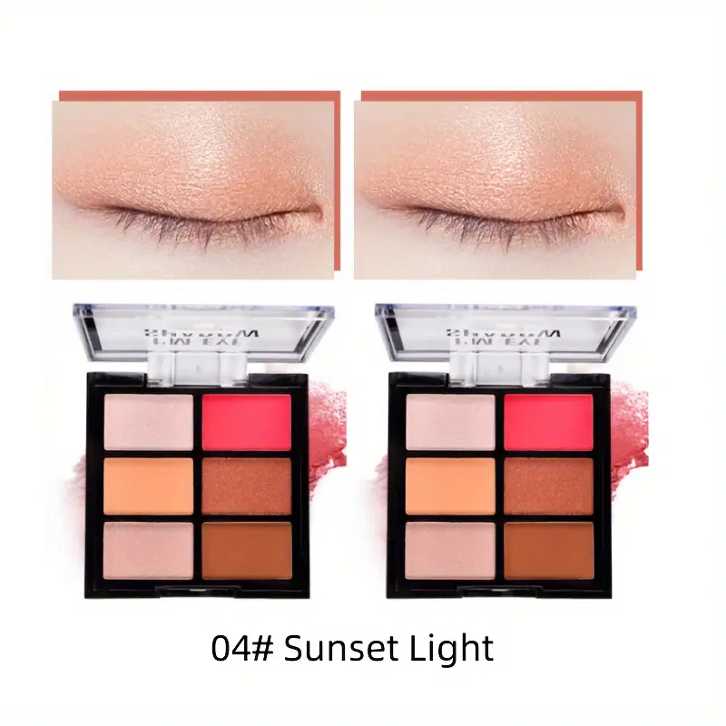 6-Color Eyeshadow Tray High Pigment Matte & Glitter Eyeshadow Powder Waterproof Long-Lasting Makeup Kit for Eyes