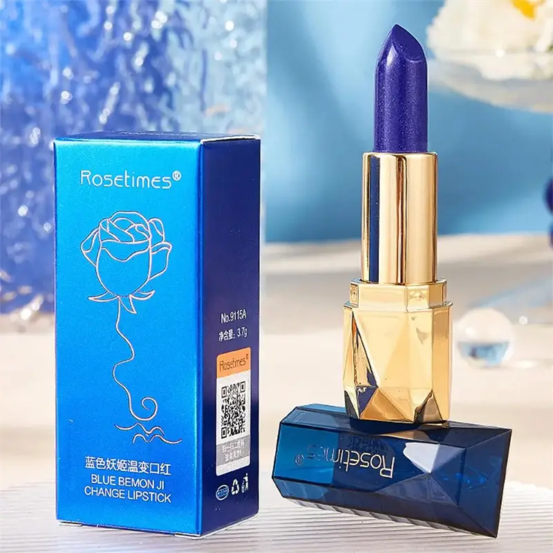 Blue Rose Lipstick Makeup Temperature Color Changing Lipstick Velvet Matte Moisturizing Waterproof Non-stick Cup Shiny Lipstick