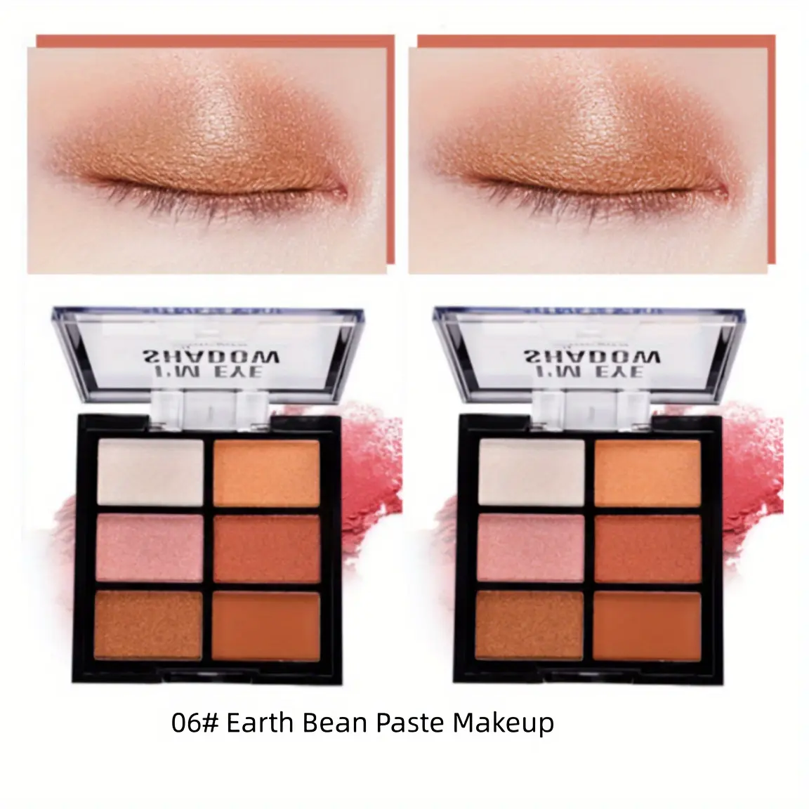 6-Color Eyeshadow Tray High Pigment Matte & Glitter Eyeshadow Powder Waterproof Long-Lasting Makeup Kit for Eyes