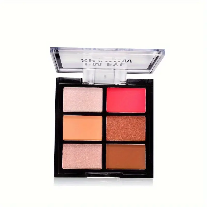 6-Color Eyeshadow Tray High Pigment Matte & Glitter Eyeshadow Powder Waterproof Long-Lasting Makeup Kit for Eyes