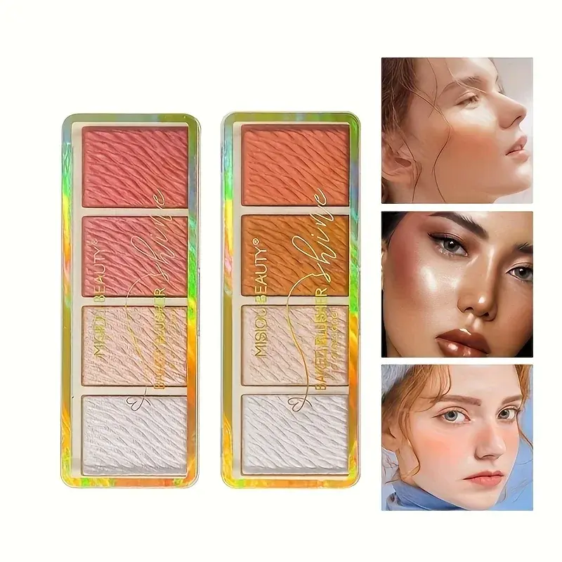 Face Contouring Palette All-In-One Highlight Bronze Blush Eyeshadow Nose Contour Kit Matte Shimmer Makeup for Cheeks