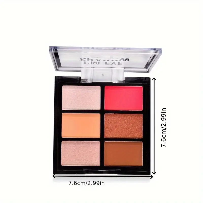 6-Color Eyeshadow Tray High Pigment Matte & Glitter Eyeshadow Powder Waterproof Long-Lasting Makeup Kit for Eyes