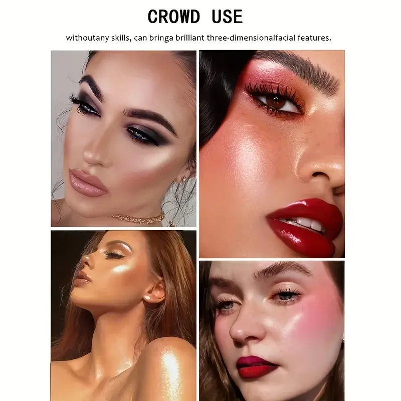 Face Contouring Palette All-In-One Highlight Bronze Blush Eyeshadow Nose Contour Kit Matte Shimmer Makeup for Cheeks