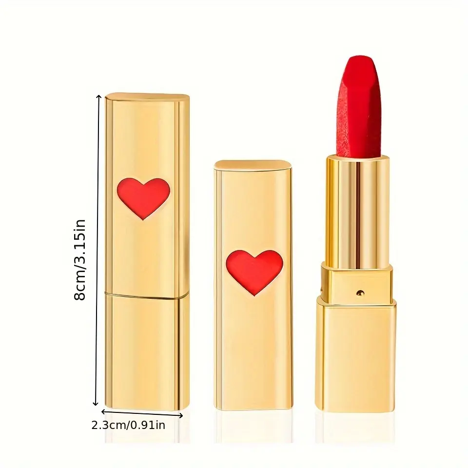 Rose Engraved Lipstick: Moisturizing Waterproof Non-Stick Long-Lasting Non-Fading Color Lip Makeup for Smooth Luscious Pout