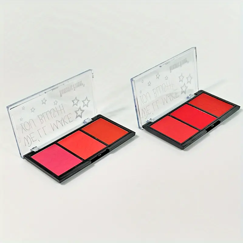 Matte Blush Palette 3 Colors Natural Red Orange Pink Lightweight Breathable Makeup Rouge Eyeshadow for Enhanced Beauty