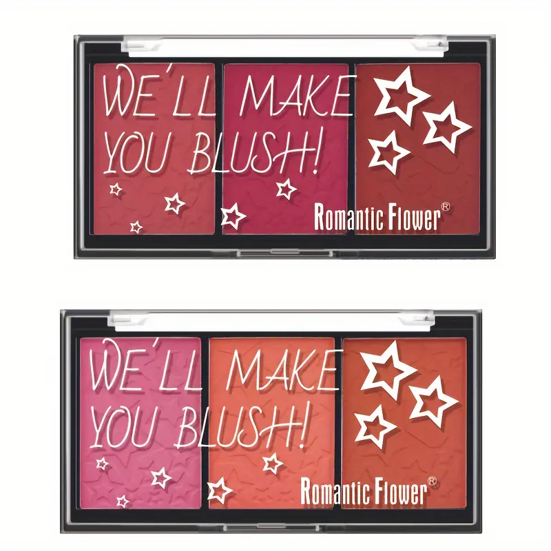 Matte Blush Palette 3 Colors Natural Red Orange Pink Lightweight Breathable Makeup Rouge Eyeshadow for Enhanced Beauty