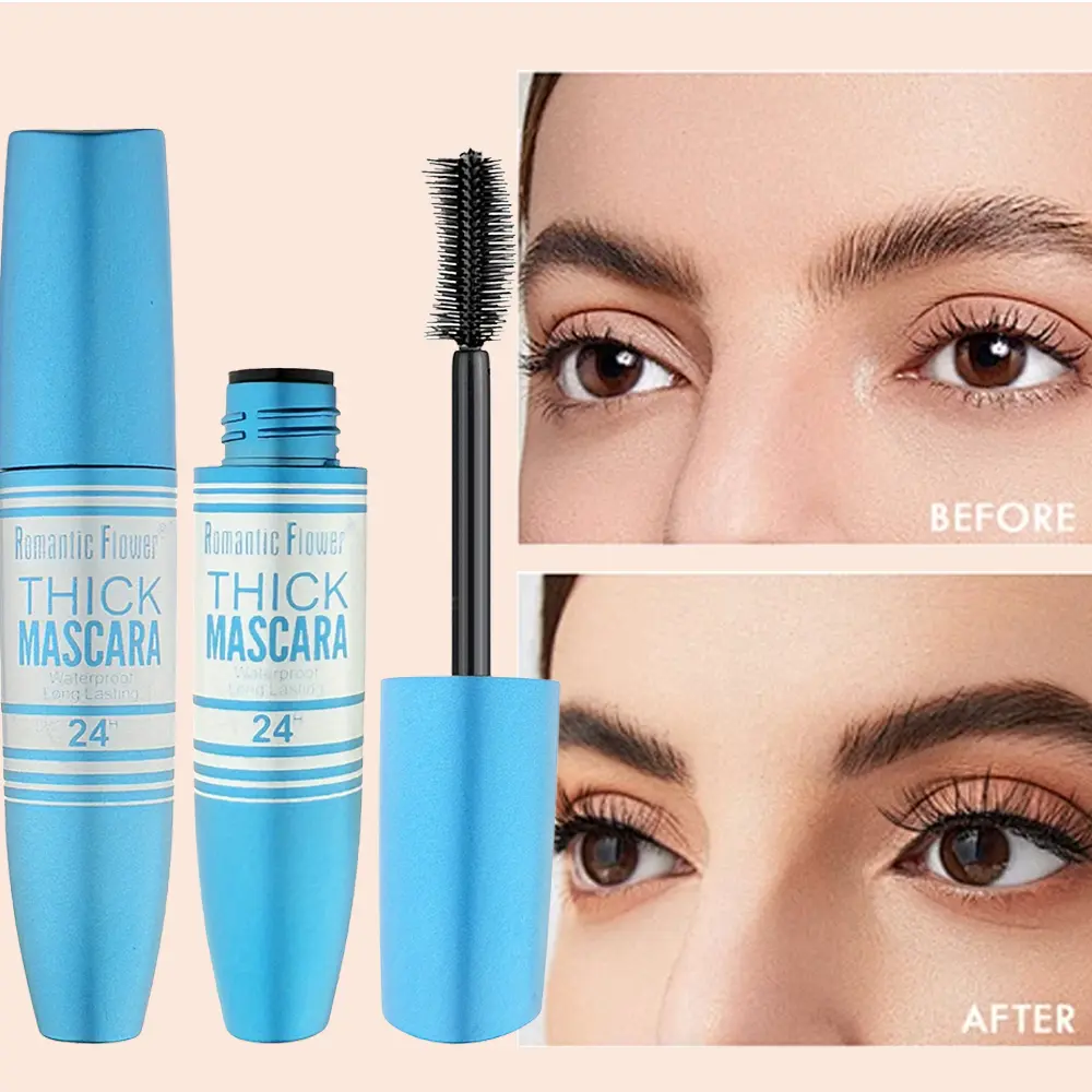 Waterproof 4D Lash Volumizing Mascara Long-Lasting 24-Hour Smudge-Proof Mascara for Thickened Lengthened Curling Eyelashes