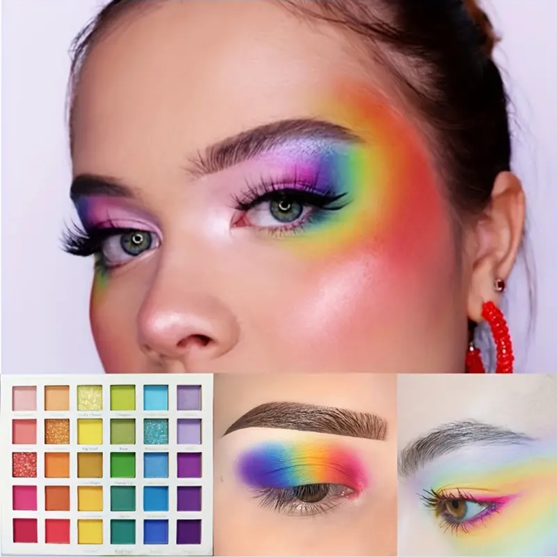 30-Color Eyeshadow Palette Super Brilliant Long-Lasting Matte Shimmer Pearlescent Shade Waterproof Eye Makeup with Large Sequins