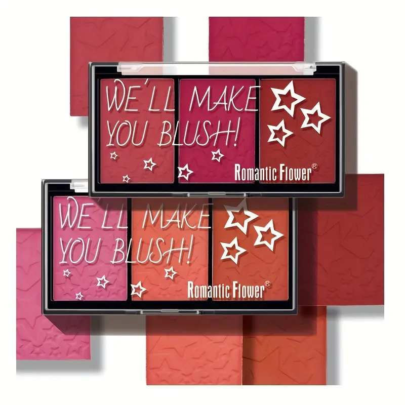 Matte Blush Palette 3 Colors Natural Red Orange Pink Lightweight Breathable Makeup Rouge Eyeshadow for Enhanced Beauty
