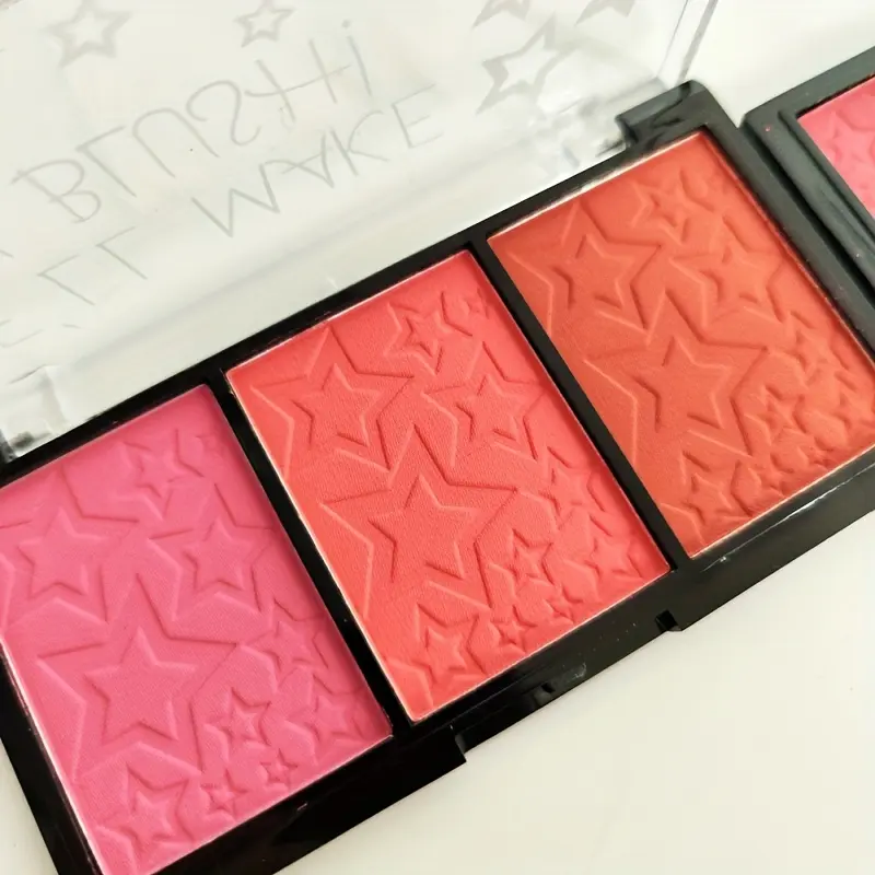 Matte Blush Palette 3 Colors Natural Red Orange Pink Lightweight Breathable Makeup Rouge Eyeshadow for Enhanced Beauty