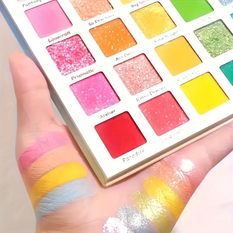 30-Color Eyeshadow Palette Super Brilliant Long-Lasting Matte Shimmer Pearlescent Shade Waterproof Eye Makeup with Large Sequins