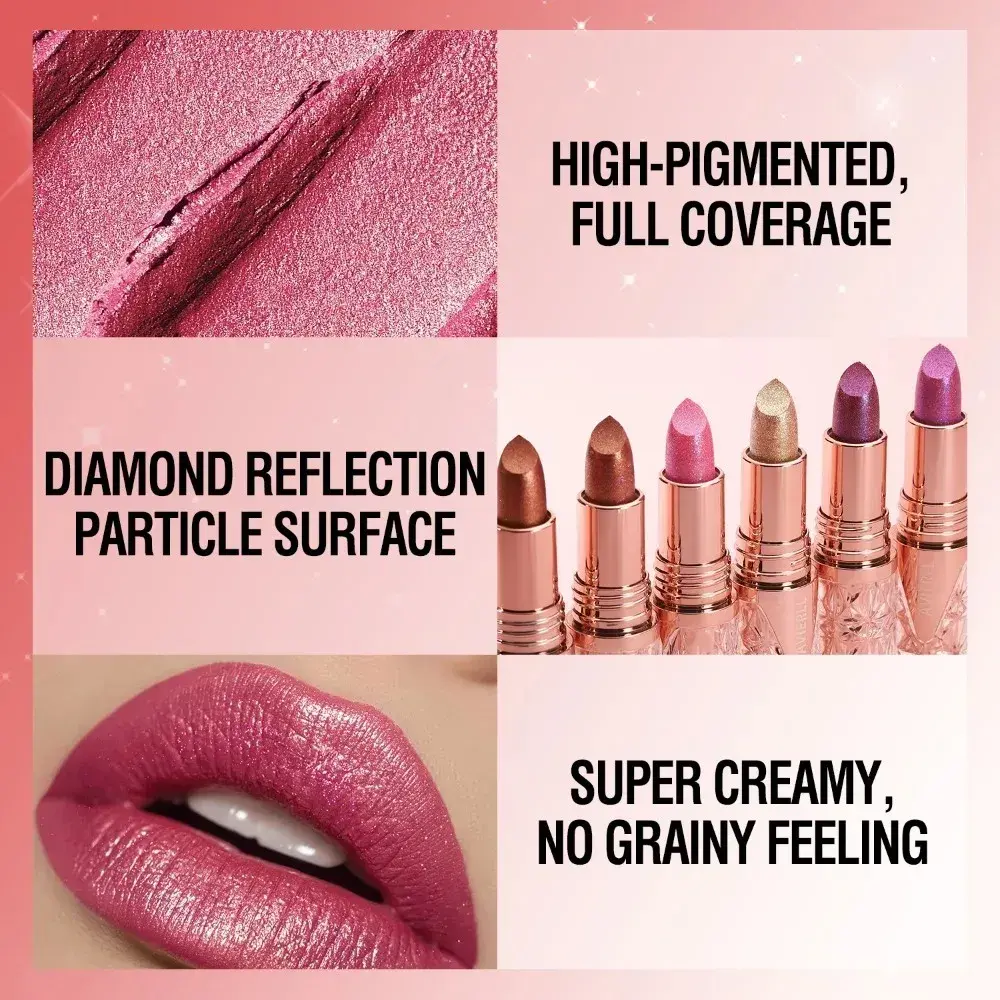 3 in 1 Pearlescent Sparkling Lipstick - Matte Glitter Waterproof Long-Lasting Pearl Shine Lip Gloss for Sexy Makeup Shimmer
