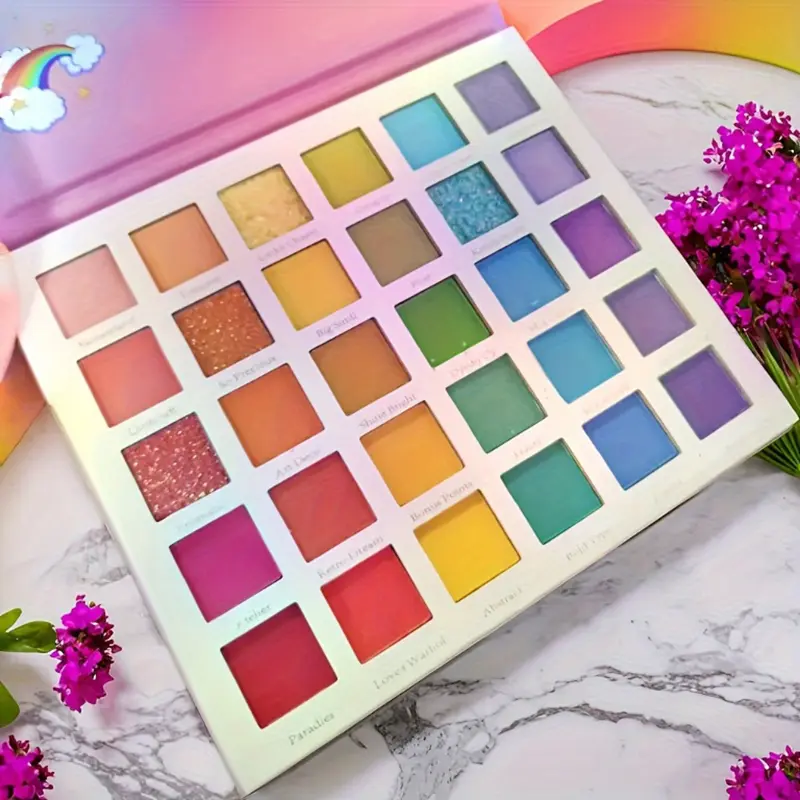30-Color Eyeshadow Palette Super Brilliant Long-Lasting Matte Shimmer Pearlescent Shade Waterproof Eye Makeup with Large Sequins