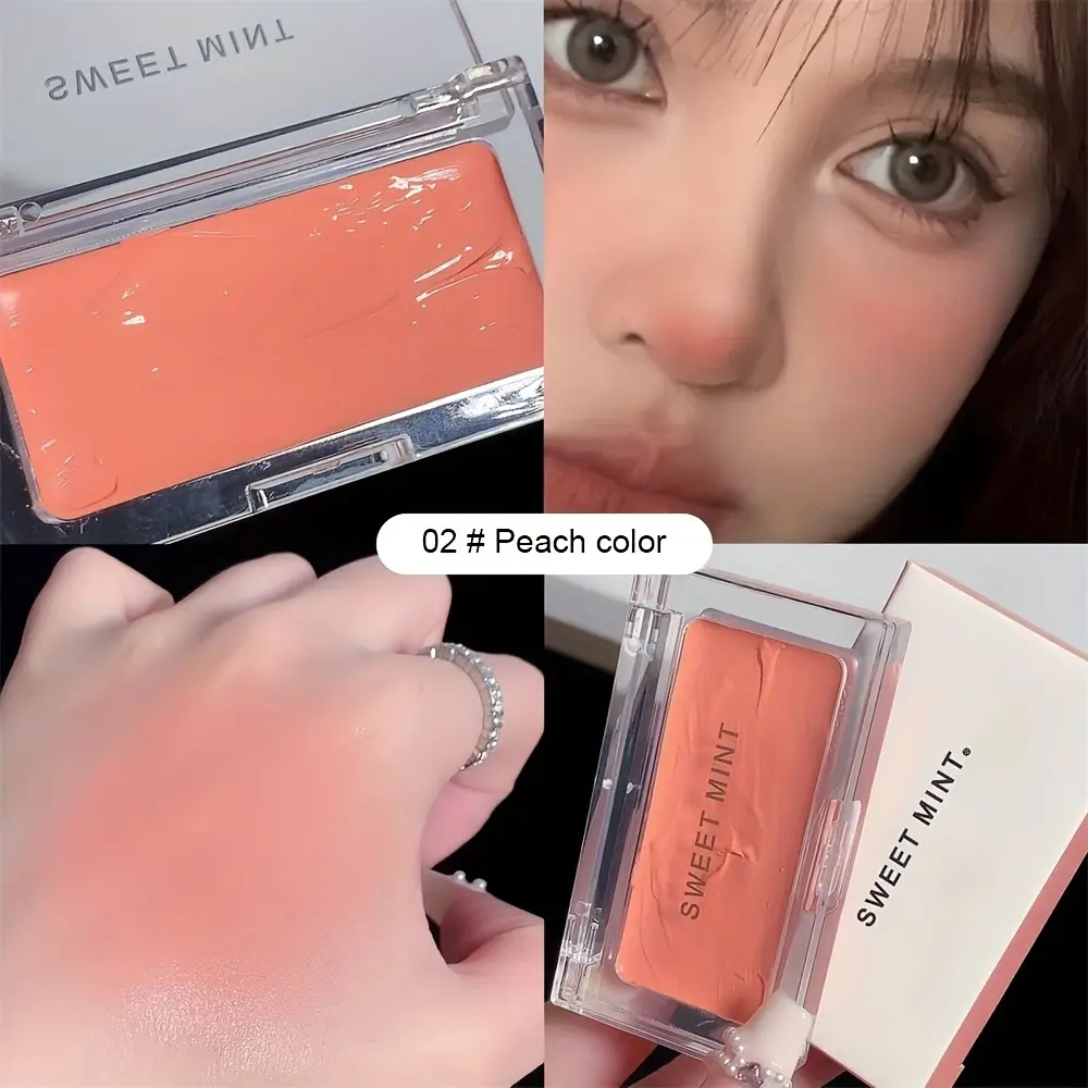 Coral Orang Blush Makeup Palette Moist Creamy Texture Long-Lasting Natural Pink Rouge Waterproof Cheek Tint Cosmetic Blusher