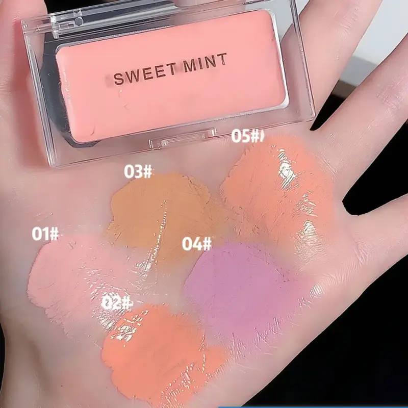 Coral Orang Blush Makeup Palette Moist Creamy Texture Long-Lasting Natural Pink Rouge Waterproof Cheek Tint Cosmetic Blusher