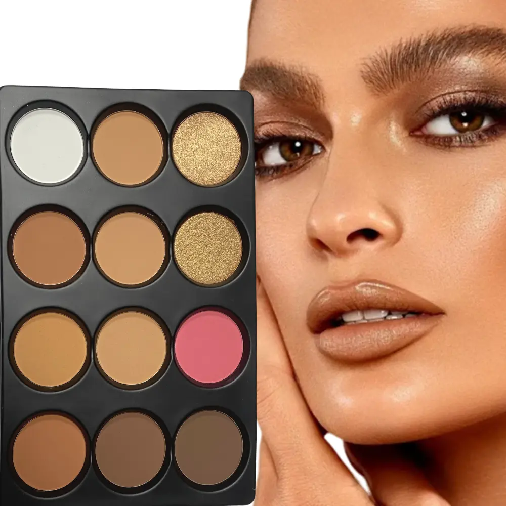 12 Colors Cosmetics Palette Contour Powder Blush Highlighter Set Waterproof Long-Lasting Makeup Kit for Professional & Home Use