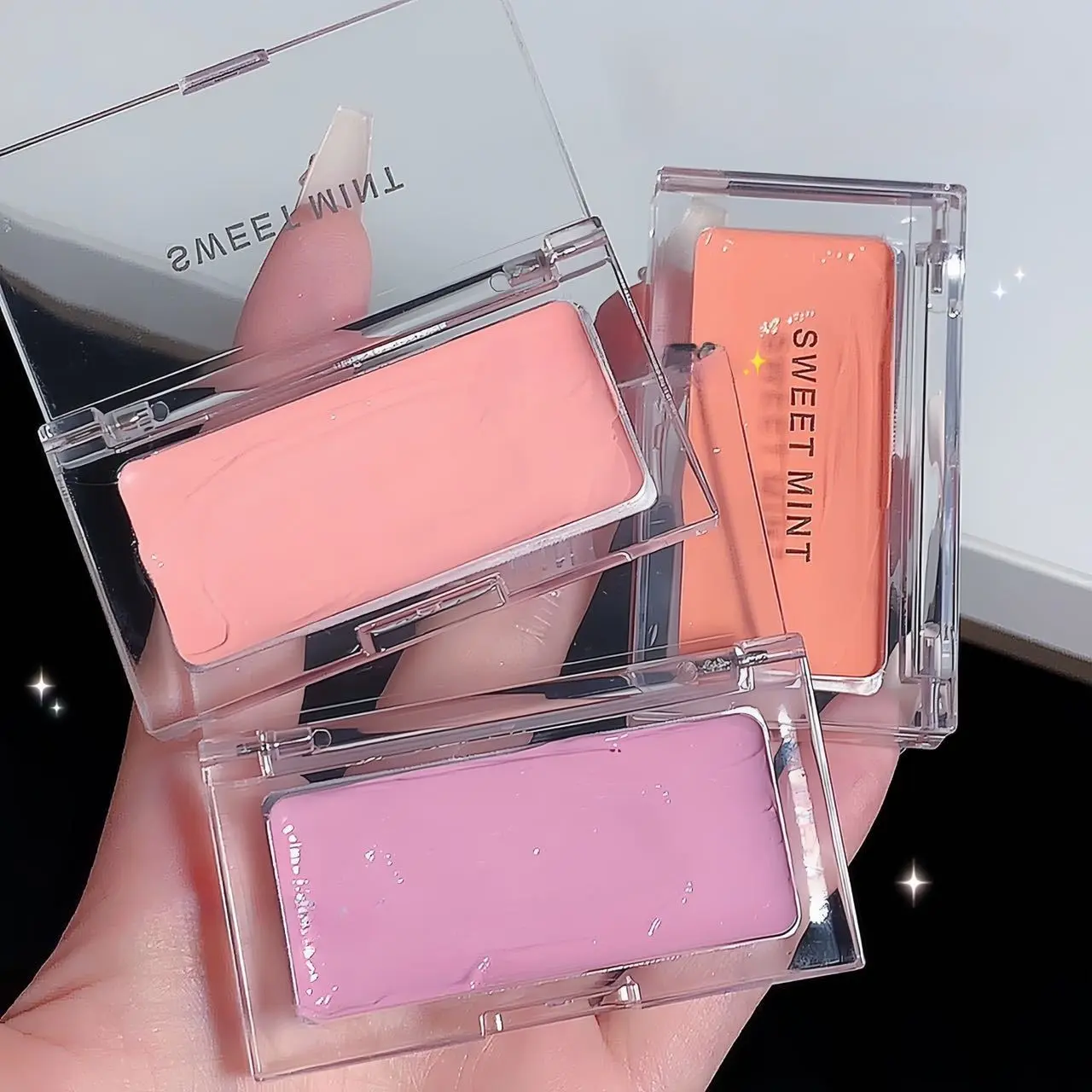 Coral Orang Blush Makeup Palette Moist Creamy Texture Long-Lasting Natural Pink Rouge Waterproof Cheek Tint Cosmetic Blusher